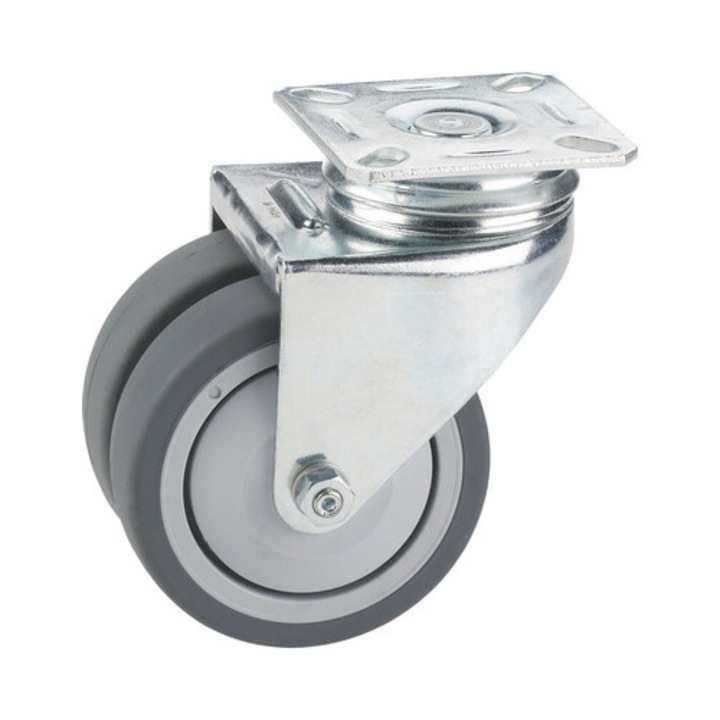 Roata Pivotanta Plastic Tarrox Ø75mm, Max. 100kg, Placa De Fixare 60x60 Mm, Cu Rulment