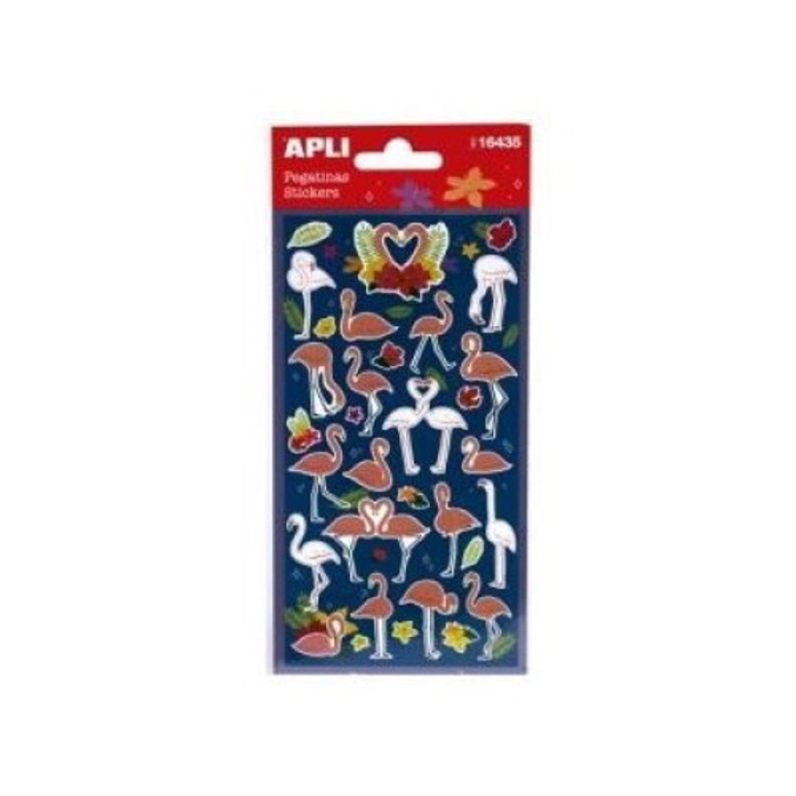 Set de stickere decorative Apli, flamingo, mat, 33 bucati, 203x100 mm