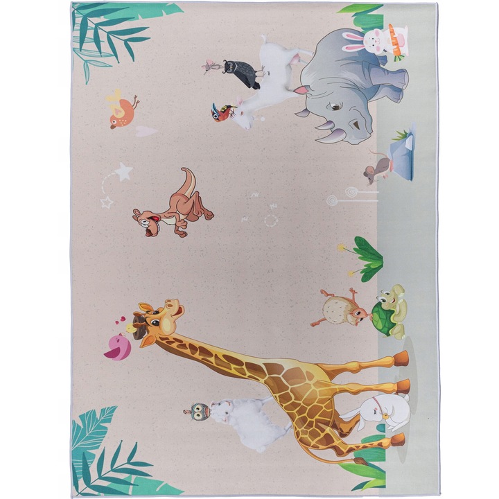 Covor Pentru Copii, e-floor, Crystal Velvet, 80 x 150 cm, Multicolor, Safari, Compatibil Cu Incalzirea Prin Pardoseala, Oeko-Tex, Durabil, Finisaj De Calitate, Grosime 7 cm, Forma Dreptunghiulara, 100% Poliester