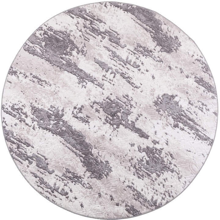 Килим, e-floor, Vision, Втрита шарка, кръгъл, полиестер 150x150 см, Сив / Антрацит