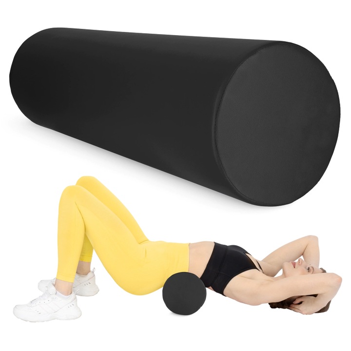 Role de masaj pentru reabilitare, 4FIZJO, 100 x 30 cm, Negru