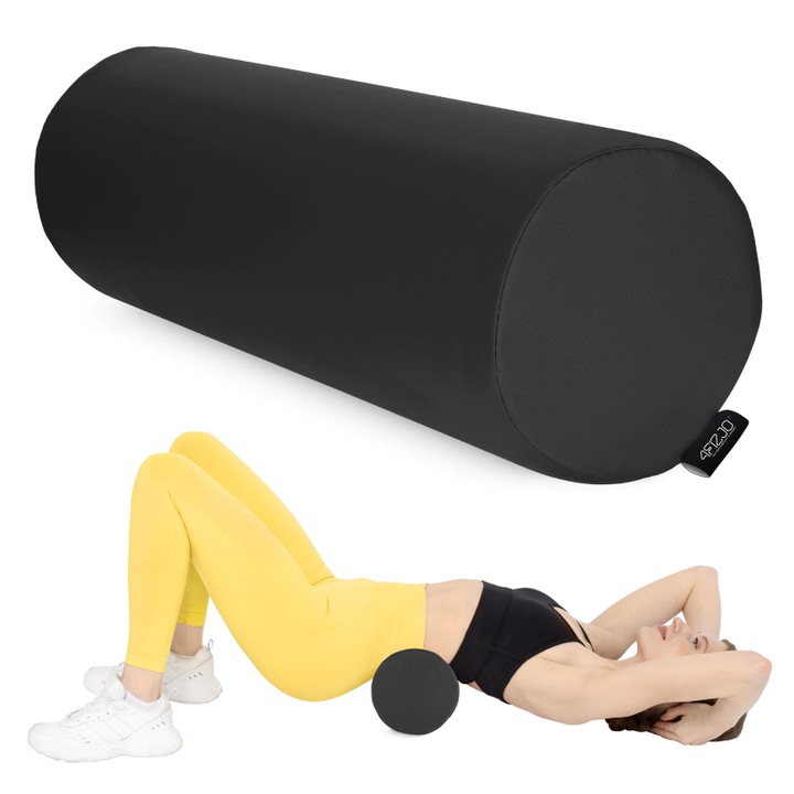 Role de masaj pentru reabilitare, 4FIZJO, 60 x 20 cm, Negru