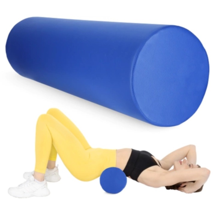 Role de masaj pentru reabilitare, 4FIZJO, 100 x 30 cm, albastru