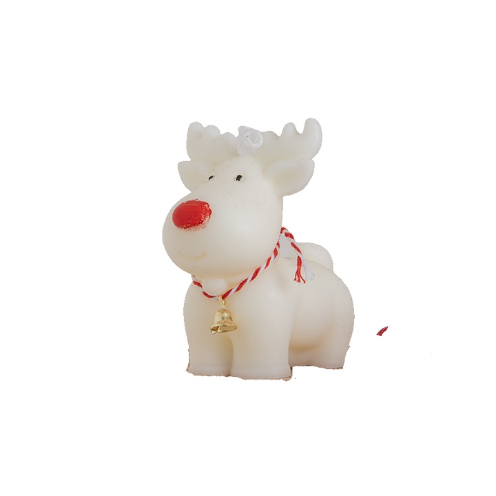 Candela aromata, decoratiune cerb de Craciun, alb, 10x9x6cm