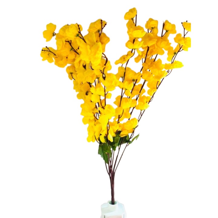 Művirágcsokor, 9 db almavirág szár, 59 cm, sárga