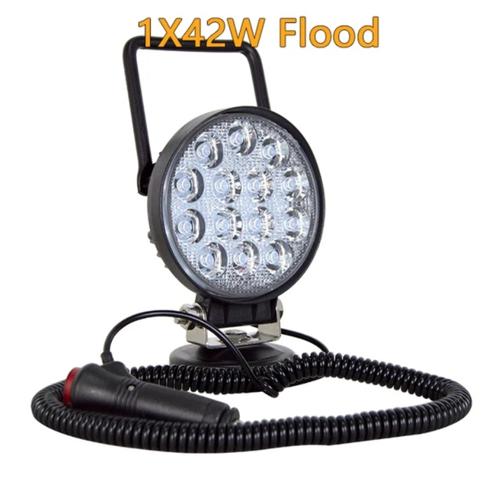 Работна лампа за офроуд автомобили, LED, преносима, магнитна основа, 42 W