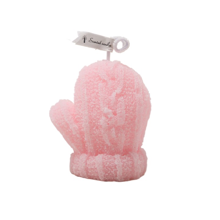 Candela aromata roz, dimensiune 6.5x6.4x4.0cm, set de decoratiuni de Craciun