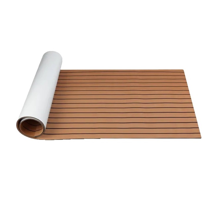 Plinta autoadeziva pentru yacht si auto, maro, spuma imitatie teak, set, 240x90cm