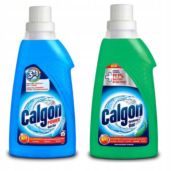 Комплект от 2 разтвора против котлен камък, Calgon, 2 x 750 ml, Защита срещу варовик и мръсотия, Елиминира 99,9% от бактериите