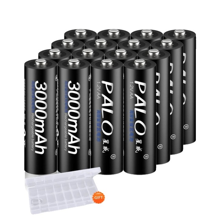 Set 16 baterii reincarcabile AA, 3000mAh, 1.2V, NiMH, multicolor