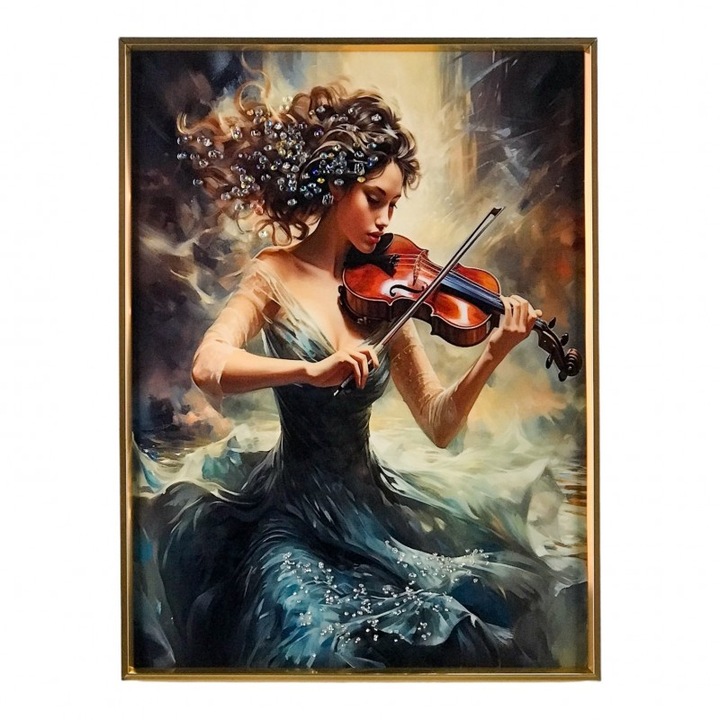 Tablou din plastic cu cristale si rama zincata, 30x40 cm multicolor M2