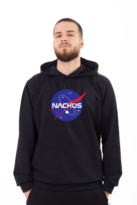 Ferfi kapucnis pulover szemelyre szabott nasa-nachos Fekete