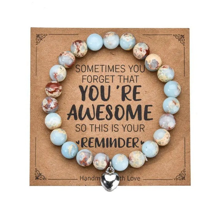 Bratara din pietre naturale, mesaj inspirational, multicolor