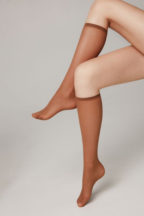 Női zokni, 3/4-es, Lycra, Conte Tulle 30 Den (2 pár), Bronzszín, 36-39