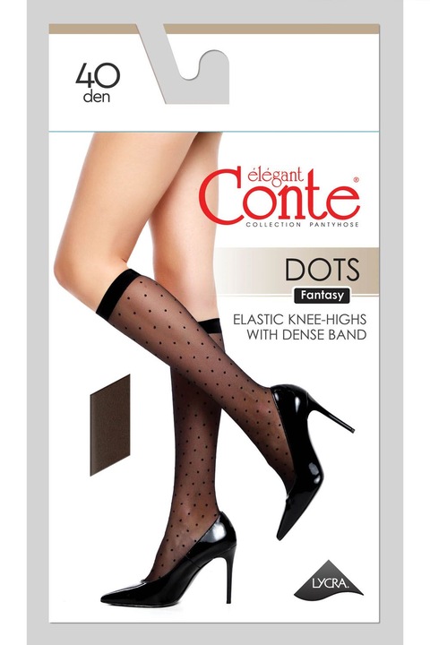 Sosete poliamida 3/4 cu model buline polka, Conte Fantasy Dots 40 Den, Gri grafit, 36-39