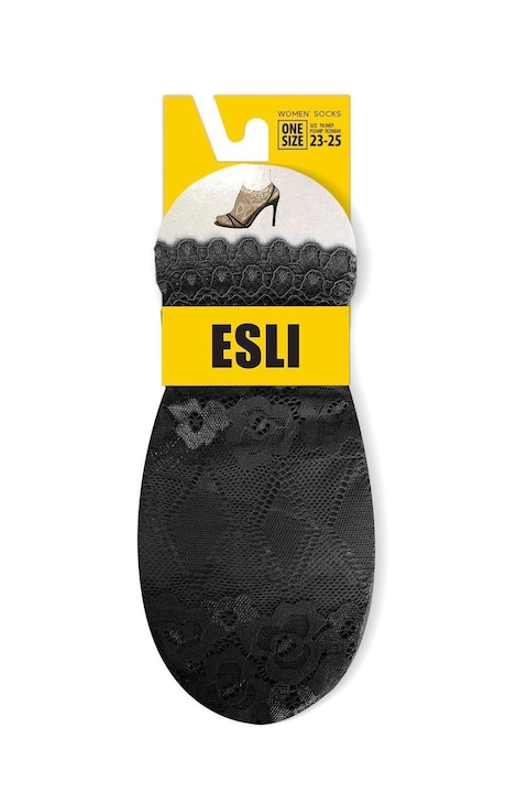 Sosete scurte dama dantelate din poliamida, Esli IS006 - Nero, 36-39 (23-25)