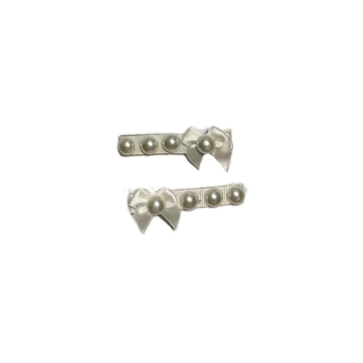 Hajcsat készlet masnival és gyöngymintával, fehér, bármilyen hajtípushoz