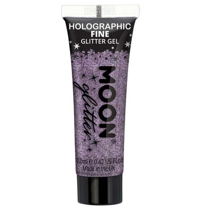 Glitter sminkzselé, glitter holografikus lila púder tubusban Moon 12ml