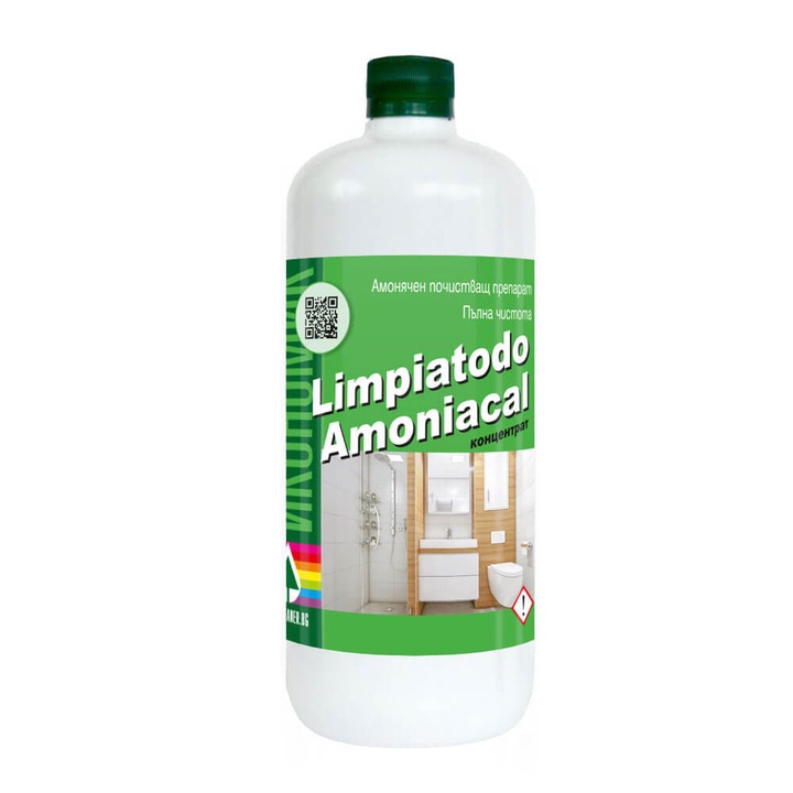 Preparat concentrat pe baza de amoniac, , pentru utilizare in toate zonele - bai, toalete, bucatarii si altele, precum si pentru toate suprafetele - mozaic, faianta, piatra, ceramica, granit, sticla, oglinzi si otel inoxidabil, 1 l