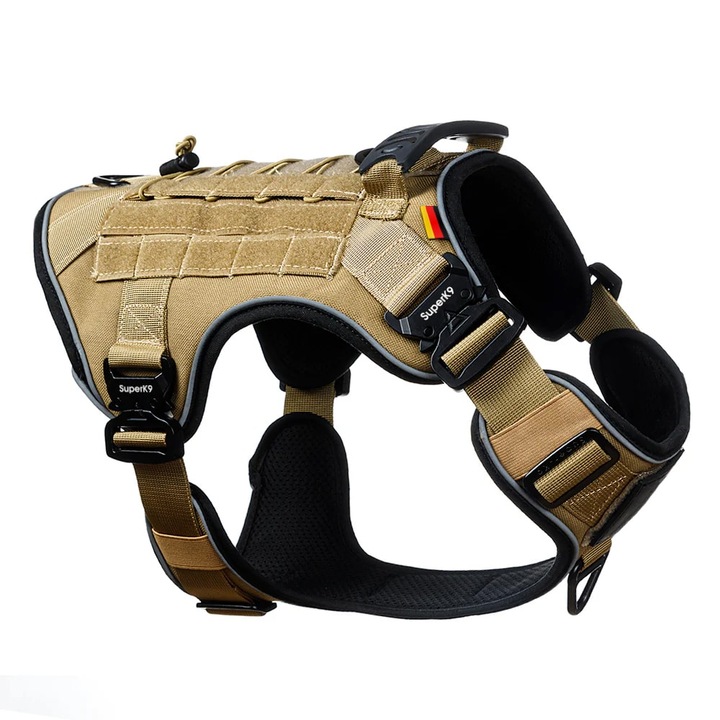 Ham SK9-Super K9 Extreme, catarama metal Cobra, banda reflectorizanta, BEJ, XXL marime piept 85-119cm