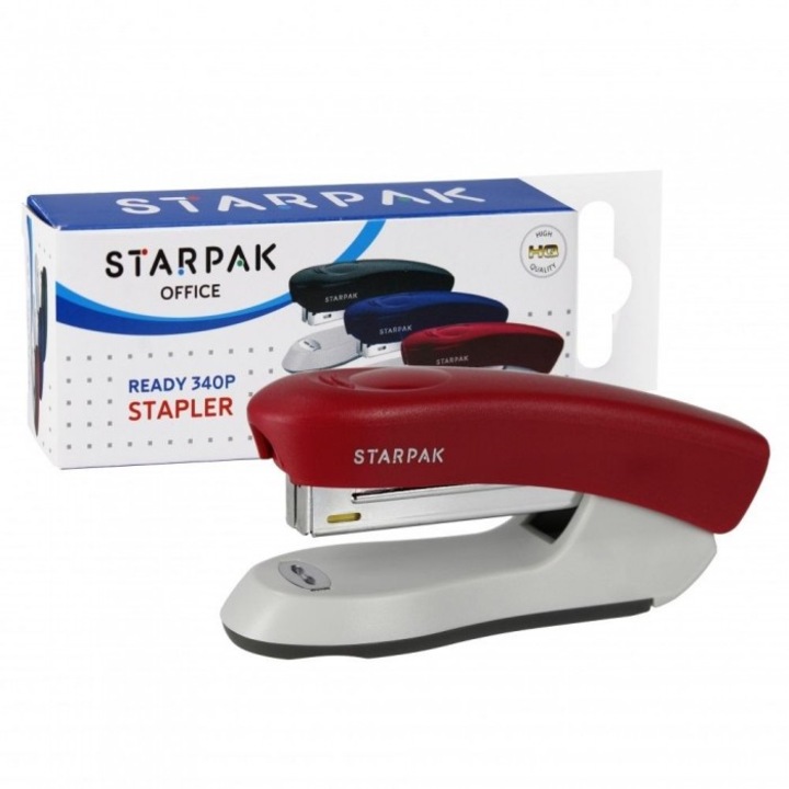 Starpak Ready STK-340 zsebtűzőgép, 12 lap kapacitás, bordó, 35x142mm