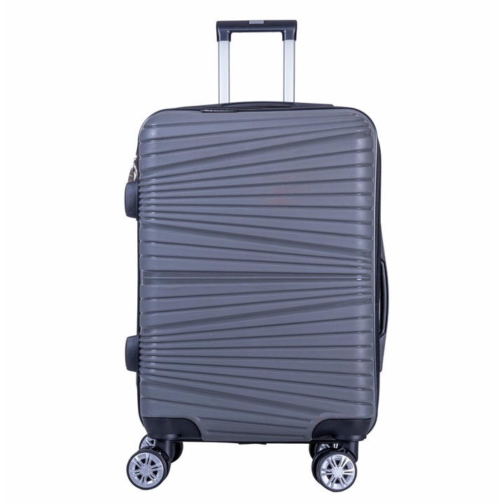 Куфар Naimeed D6017, Тип количка, 4 двойни колела 360 градуса, PP, Кодово заключване, Голям, Сива, 45x24,5x69 см
