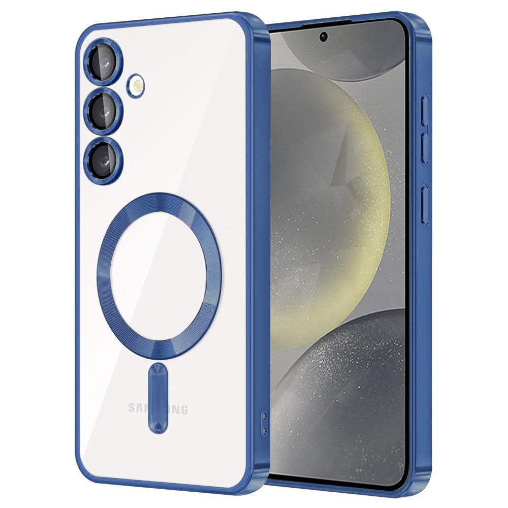 Husa pentru Samsung S25 FE DaDen® MagSafe Luxury compatibil cu protectie camera, Ultra Protectie, Transparent cu margini albastre