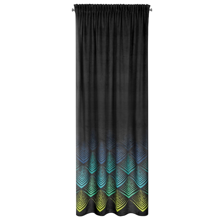 Eurofirany ANGELINA függöny geometrikus mintával díszítve 140x270 Rejansa, fekete Eurofirany