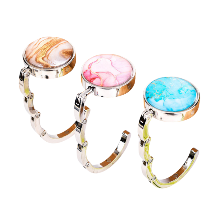 Комплект от 3 магнитни кукички за чанти, Fantasy, Magnet adsorption, Максимална товароносимост 5 kg/11 lbs, метални, сгъваеми, многоцветни