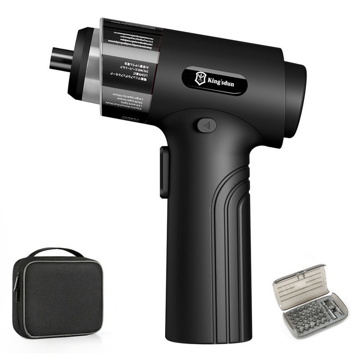 Surubelnita electrica, King'sdun ProTools-31G, 32 capete S2, 200 RPM, LED, negru