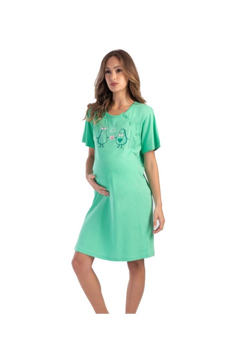 Camasa pentru alaptat, bumbac, Grow positive thoughts, verde XL