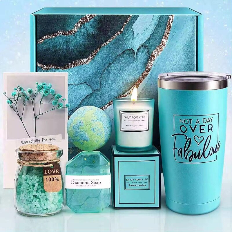 Set cadou, pentru femei, Aromatherapy, verde, 7 piese, elegant