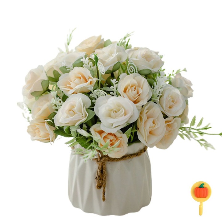 Изкуствено цвете Ronyes, свежа роза, бяло, 16x16 см