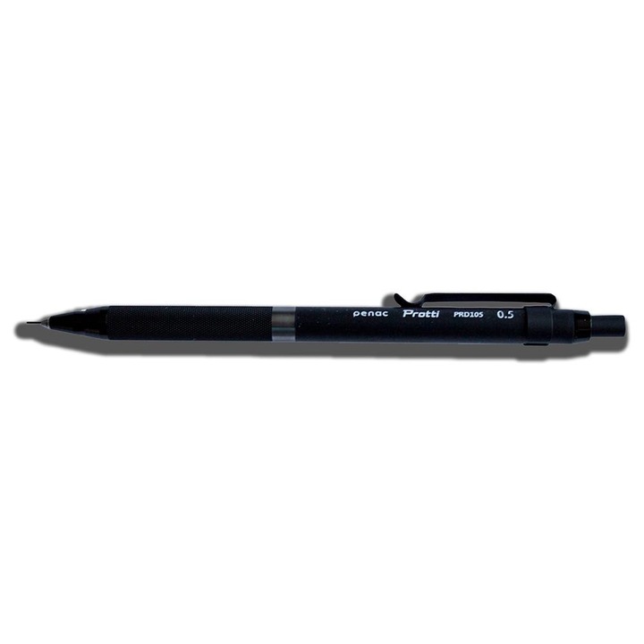 Creion mecanic profesional PENAC Protti PRD-105, 0.5mm, corp metalic, varf retractabil, Negru