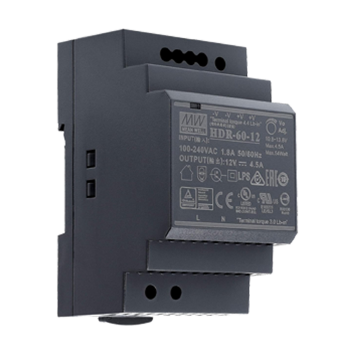 Импулсно захранване, 12V / 4.5A, DIN шина - MEAN WELL HDR-60-12