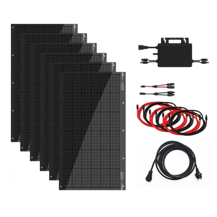 Kit panouri solare flexibile pentru balcon Technaxx TX-270, 600W, 1 x microintervor, Wi-Fi, On grid, uz rezidential, negru