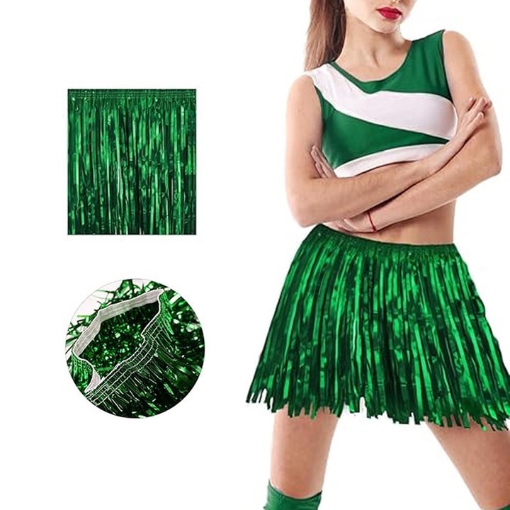 Fusta petrecere hawaiana Ronyes, verde, 40cm