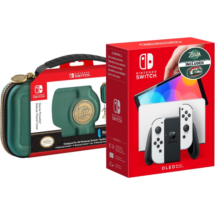 Конзола Nintendo Switch OLED, Бял + Калъф за пътуване The Legend of Zelda : Tears of the Kingdom