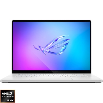 Laptop Gaming ASUS ROG Zephyrus G16 GA605WI cu procesor AMD Ryzen AI 9 HX 370 pana la 5.1GHz, 16", WQXGA, OLED, 240Hz, 32GB LPDDR5x, 1TB SSD, NVIDIA GeForce RTX 4070 8GB GDDR6, No OS, PLATINUM WHITE