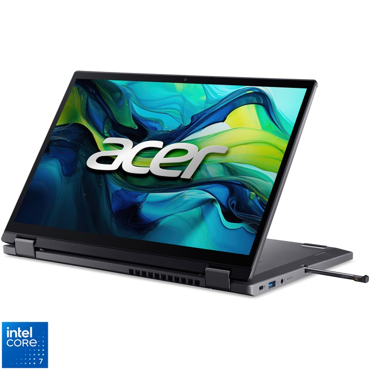 Laptop Acer Aspire Spin 14 ASP14-51MTN-79EQ cu procesor Intel® Core™ 7 150U pana la 5.4GHz, 14'', WUXGA IPS Touch, 32GB LPDDR5 RAM, 1TB SSD, Intel® Graphics, No OS, Steel Gray