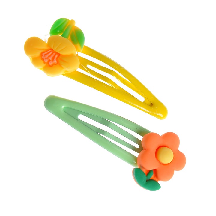 Set 2 agrafe multicolore cu flori, Meli Melo Paris