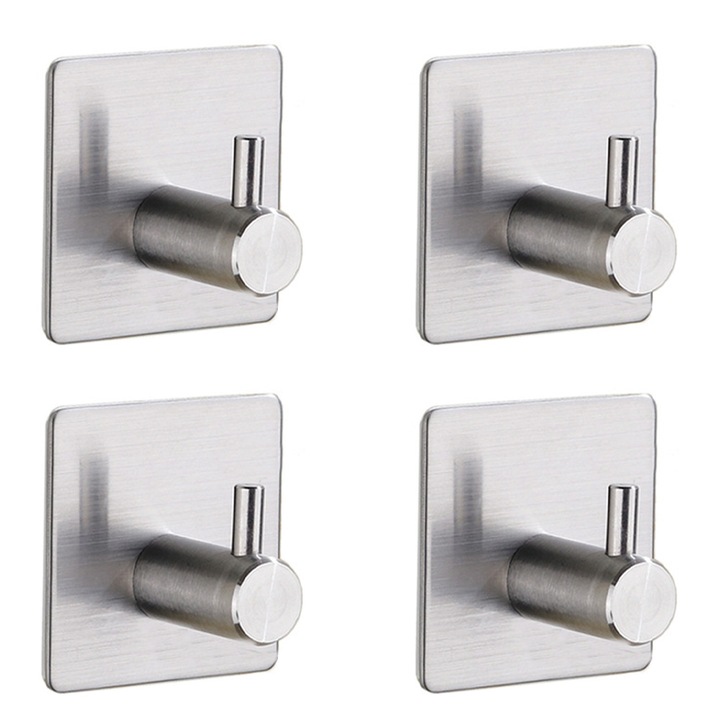 Suporturi adezive pentru perete, set de 4, pentru haine, palarii, prosoape, design modern