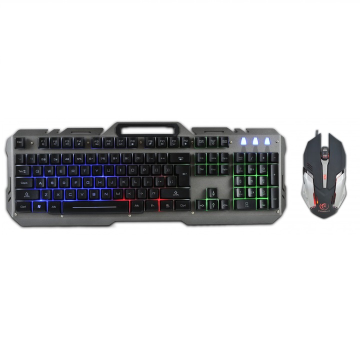 Set tastatura si mouse de gaming, LED, 800-1600dpi, 1.5m cablu, 104 taste, Interceptors, Negru