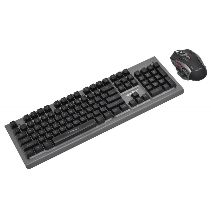 Set tastatura si mouse pentru gaming, LED-uri RGB, cablu USB, 104 taste, rezistenta la apa, 6 butone, 1600/2400/3200 DPI, ABS, Negru