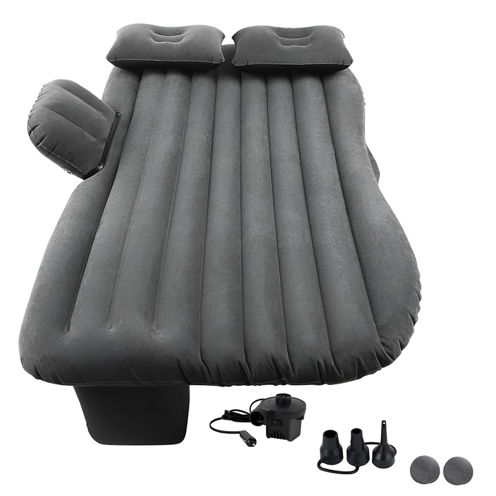 Матрак за кола Teno®, 2 в 1, надуваем, задна седалка и легло за пътуване, качествени материали, многопластов, чанта за съхранение, включена помпа за надуване, 138 x 85 cm, черен