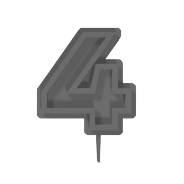 Свещник за торта, "4", рожден ден, 100 X 74 mm сребро