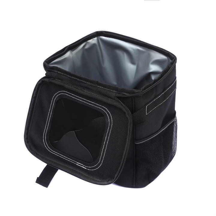Кошче за боклук с капак, водоустойчиво, с джобове за съхранение, сгъваемо и преносимо, органайзер за кола