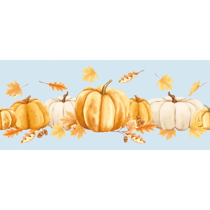 Dc-fix Pumpkins стикер за прозорци, статичен/без лепило, ефект на пясъкоструйно стъкло, декоративен бордюр, шарка на тикви, 20cmx1.5m, полупрозрачен/оранжев
