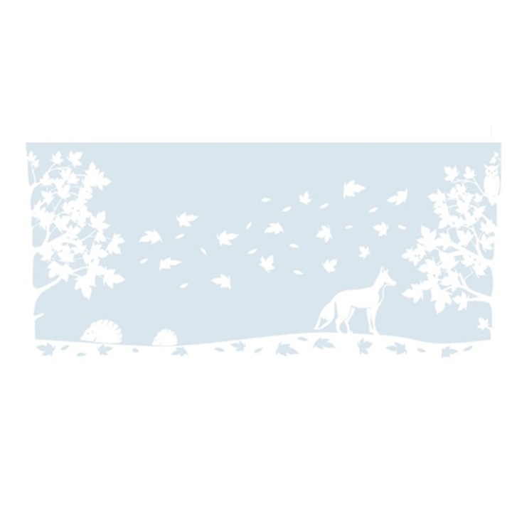 Стикер за прозорци Woodland dc-fix, статичен/без лепило, ефект на пясъкоструйно стъкло, декоративен бордюр, горски модел, 20cmx1.5m, полупрозрачен/бял