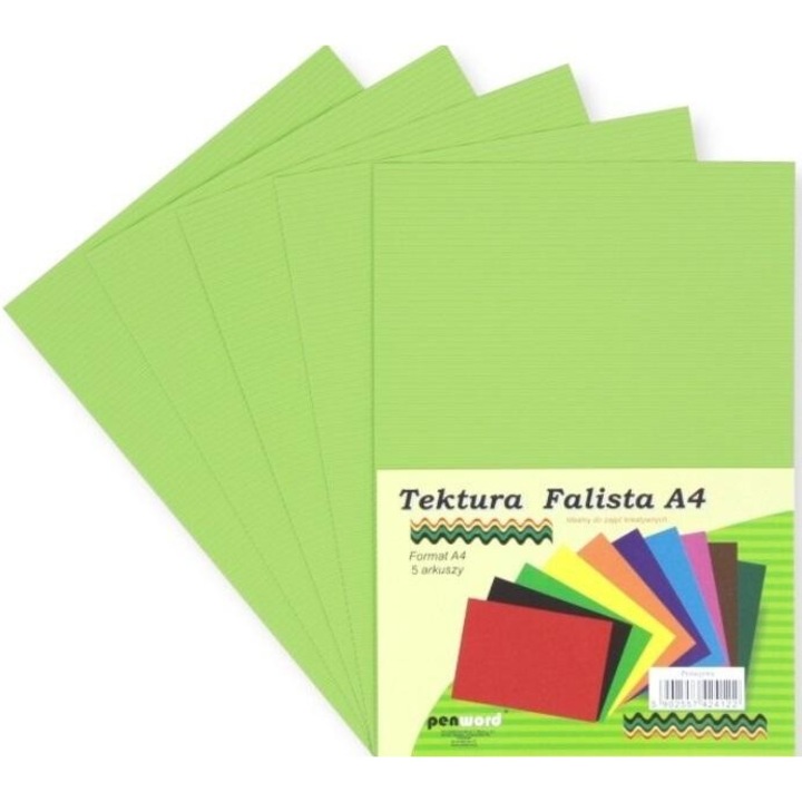 Set 5 coli carton ondulat A4 Penword, verde, 307x223mm